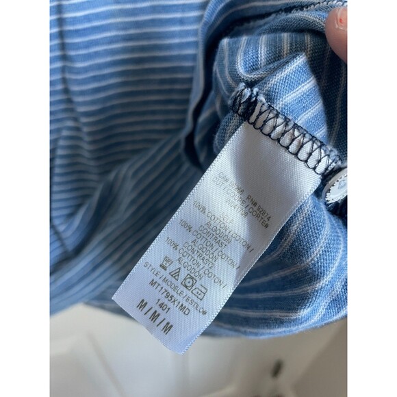 Splendid Mills Shirt Mens M Henley Striped three button blue long sleeve READ!! - Picture 6 of 7